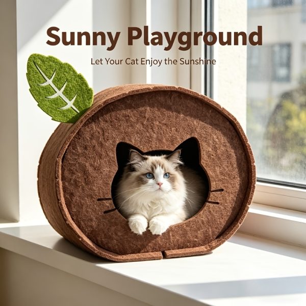 1pc Stump-Shaped Cat Bed, Three-Dimensional Semi-Enclosed Hideout House, Wear-Resistant, Scratch-Resistant, and Durable, Non-Stick Hair, Easy to Clean, Multi-Functional and Foldable, Easy to Store, Indoor Cat Resting Pet Supply