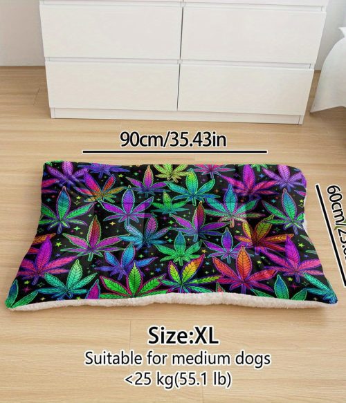 Extra-Large Plush Dog Sofa Bed with Colorful Maple Leaf Digital Print, Machine Washable Dog Bed Suitable for Small, Medium, And Large Dogs, Made of Soft And Breathable Thick Polyester