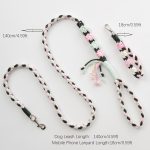 1pc Me and My Pet Handmade Woven Rope Dog Leash & Phone Lanyard - 1.4m Durable Polyester, Floral Pattern, 4ft for Smallu002FMedium Dogs, Christmas Gift (No Battery Needed)