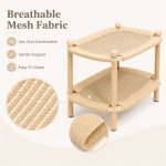 Double Layer Cat Scratcher Lounge with Cardboard Scratch Pad – Wood Frame Cat Couch for Indoor Cats, Natural Scratcher Bed for Sleeping and Play, Furniture Protector – Multi-Cat Home