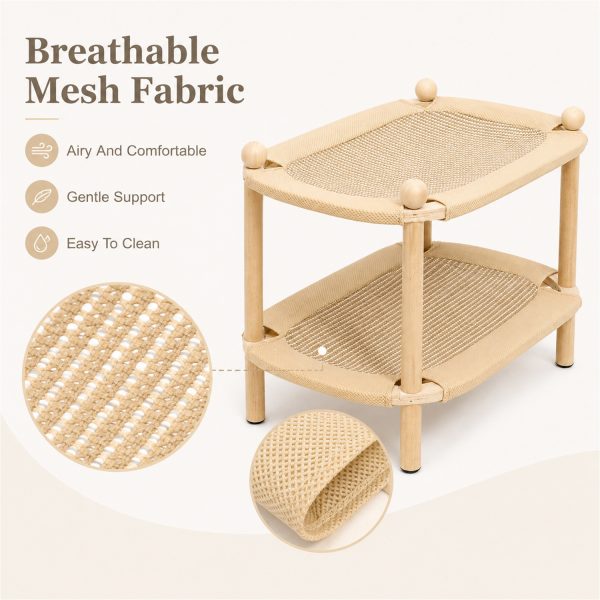 Double Layer Cat Scratcher Lounge with Cardboard Scratch Pad – Wood Frame Cat Couch for Indoor Cats, Natural Scratcher Bed for Sleeping and Play, Furniture Protector – Multi-Cat Home