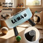 Personalized Pet Bowl with Custom Name, Non-Slip And Spill-Proof Stainless Steel Interior, Easy to Clean, Suitable for Dogs And Cats, in Pink And Mint Green, a Great Gift for Pet Lovers