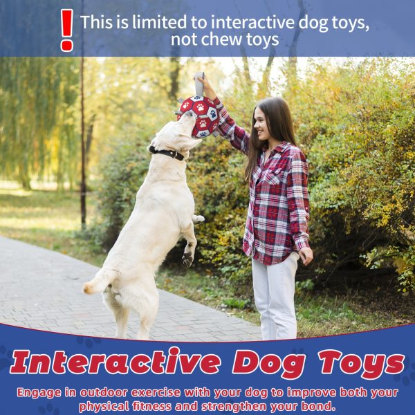Interactive Training Ball Toy for Pet Dogs with a Strap, Featuring a Red, White, And Blue Paw Print Soccer Design, Includes a Pump for Medium And Small Dogs, Without Battery