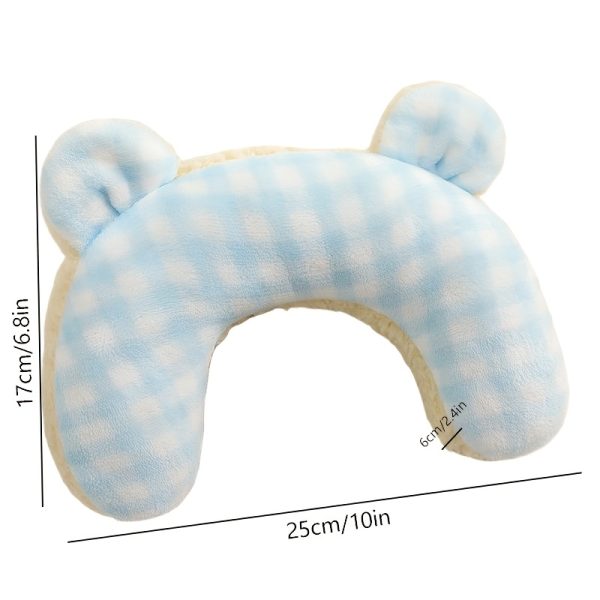 Vintage Plaid Pet Blanket And U-Shaped Pillow Combination, Cute U-Shaped Bear Ear Pillow, Blanket Soft And Comfortable Double-Sided Use, Can Be Covered And Cushioned