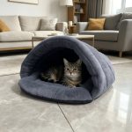 New Plush Gray Cat Bed, Suitable for All Seasons, Small Dog House, Comfortable and Soft Material