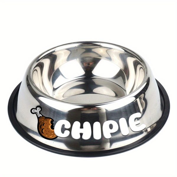 Personalized Anti-Slip Stainless Steel Pet Bowl with Custom Name - Non-Tip Dog & Cat Foodu002F Water Dish, Engraved Pet Bowl, Durable Feeder for Puppy, Kitten - Ideal Gift for Pet Lovers