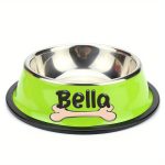 Personalized Anti-Slip Stainless Steel Pet Bowl with Custom Name - Non-Tip Dog & Cat Foodu002F Water Dish, Engraved Pet Bowl, Durable Feeder for Puppy, Kitten - Ideal Gift for Pet Lovers