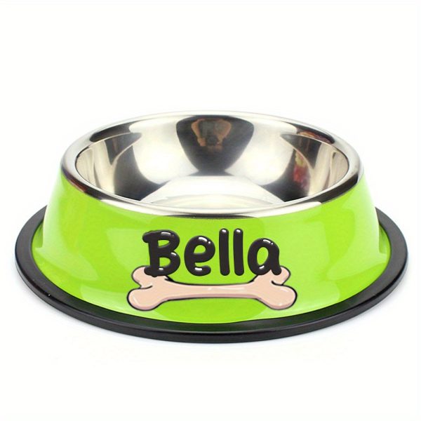 Personalized Anti-Slip Stainless Steel Pet Bowl with Custom Name - Non-Tip Dog & Cat Foodu002F Water Dish, Engraved Pet Bowl, Durable Feeder for Puppy, Kitten - Ideal Gift for Pet Lovers