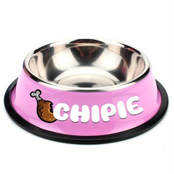 Personalized Anti-Slip Stainless Steel Pet Bowl with Custom Name - Non-Tip Dog & Cat Foodu002F Water Dish, Engraved Pet Bowl, Durable Feeder for Puppy, Kitten - Ideal Gift for Pet Lovers