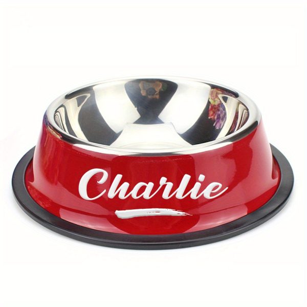 Personalized Anti-Slip Stainless Steel Pet Bowl with Custom Name - Non-Tip Dog & Cat Foodu002F Water Dish, Engraved Pet Bowl, Durable Feeder for Puppy, Kitten - Ideal Gift for Pet Lovers