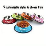 Personalized Anti-Slip Stainless Steel Pet Bowl with Custom Name - Non-Tip Dog & Cat Foodu002F Water Dish, Engraved Pet Bowl, Durable Feeder for Puppy, Kitten - Ideal Gift for Pet Lovers