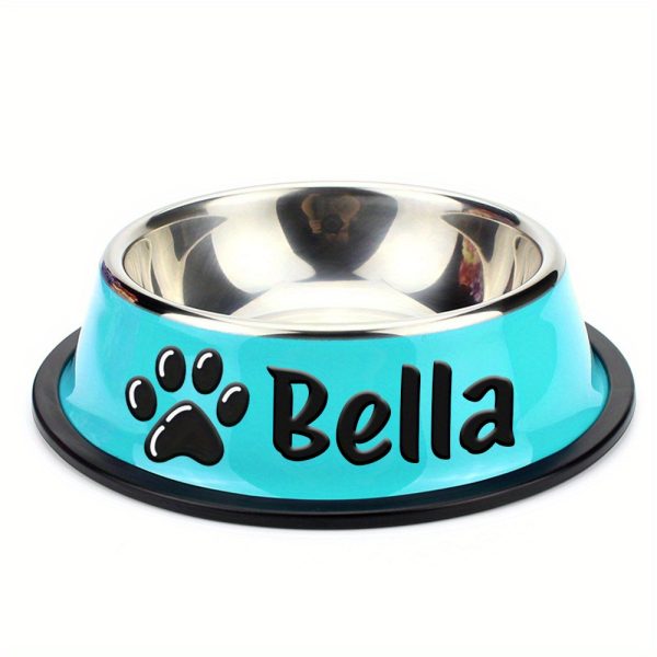 Personalized Anti-Slip Stainless Steel Pet Bowl with Custom Name - Non-Tip Dog & Cat Foodu002F Water Dish, Engraved Pet Bowl, Durable Feeder for Puppy, Kitten - Ideal Gift for Pet Lovers