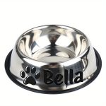 Personalized Anti-Slip Stainless Steel Pet Bowl with Custom Name - Non-Tip Dog & Cat Foodu002F Water Dish, Engraved Pet Bowl, Durable Feeder for Puppy, Kitten - Ideal Gift for Pet Lovers