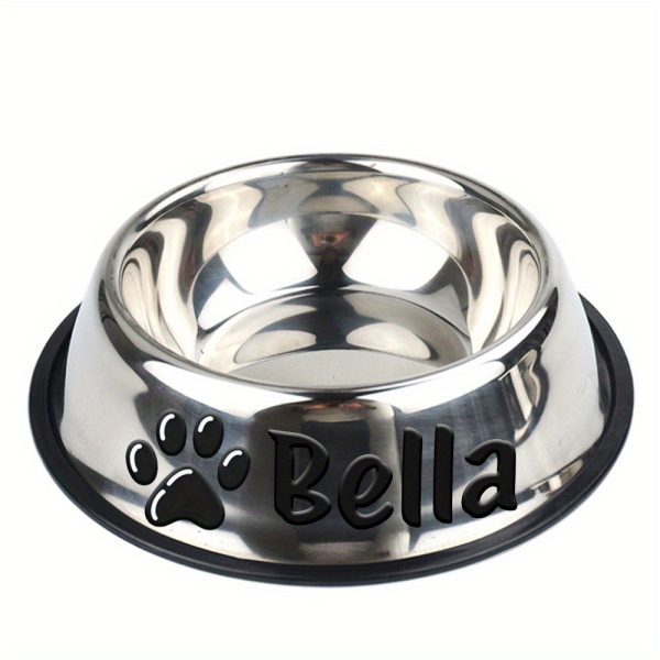 Personalized Anti-Slip Stainless Steel Pet Bowl with Custom Name - Non-Tip Dog & Cat Foodu002F Water Dish, Engraved Pet Bowl, Durable Feeder for Puppy, Kitten - Ideal Gift for Pet Lovers
