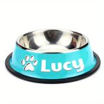 Personalized Anti-Slip Stainless Steel Pet Bowl with Custom Name - Non-Tip Dog & Cat Foodu002F Water Dish, Engraved Pet Bowl, Durable Feeder for Puppy, Kitten - Ideal Gift for Pet Lovers