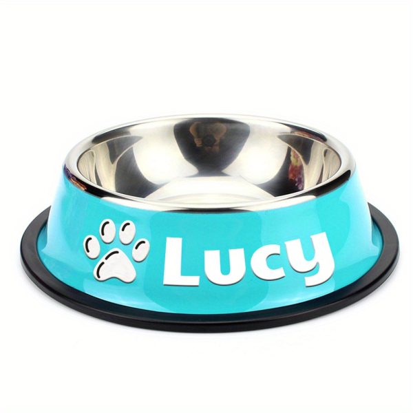 Personalized Anti-Slip Stainless Steel Pet Bowl with Custom Name - Non-Tip Dog & Cat Foodu002F Water Dish, Engraved Pet Bowl, Durable Feeder for Puppy, Kitten - Ideal Gift for Pet Lovers
