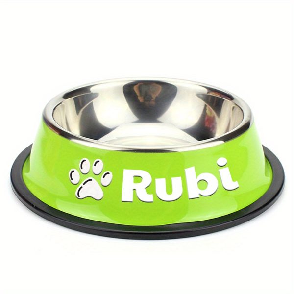 Personalized Anti-Slip Stainless Steel Pet Bowl with Custom Name - Non-Tip Dog & Cat Foodu002F Water Dish, Engraved Pet Bowl, Durable Feeder for Puppy, Kitten - Ideal Gift for Pet Lovers