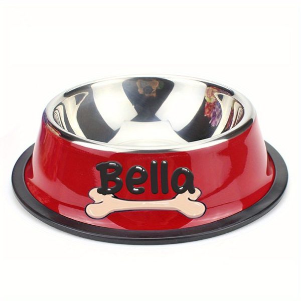 Personalized Anti-Slip Stainless Steel Pet Bowl with Custom Name - Non-Tip Dog & Cat Foodu002F Water Dish, Engraved Pet Bowl, Durable Feeder for Puppy, Kitten - Ideal Gift for Pet Lovers
