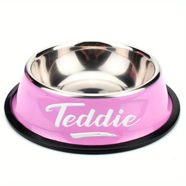 Personalized Anti-Slip Stainless Steel Pet Bowl with Custom Name - Non-Tip Dog & Cat Foodu002F Water Dish, Engraved Pet Bowl, Durable Feeder for Puppy, Kitten - Ideal Gift for Pet Lovers