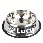 Personalized Anti-Slip Stainless Steel Pet Bowl with Custom Name - Non-Tip Dog & Cat Foodu002F Water Dish, Engraved Pet Bowl, Durable Feeder for Puppy, Kitten - Ideal Gift for Pet Lovers
