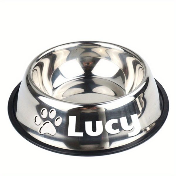 Personalized Anti-Slip Stainless Steel Pet Bowl with Custom Name - Non-Tip Dog & Cat Foodu002F Water Dish, Engraved Pet Bowl, Durable Feeder for Puppy, Kitten - Ideal Gift for Pet Lovers