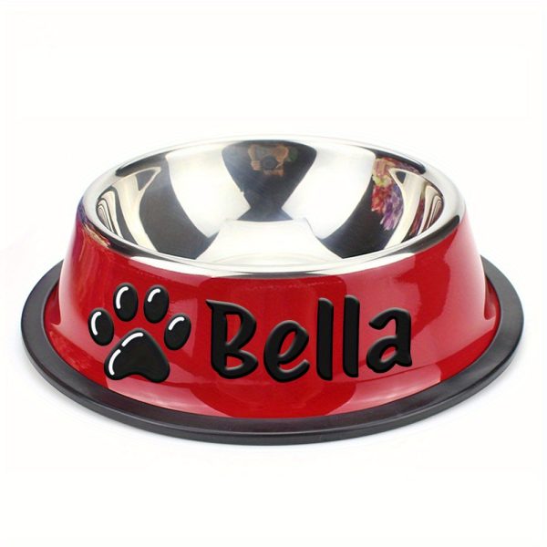 Personalized Anti-Slip Stainless Steel Pet Bowl with Custom Name - Non-Tip Dog & Cat Foodu002F Water Dish, Engraved Pet Bowl, Durable Feeder for Puppy, Kitten - Ideal Gift for Pet Lovers