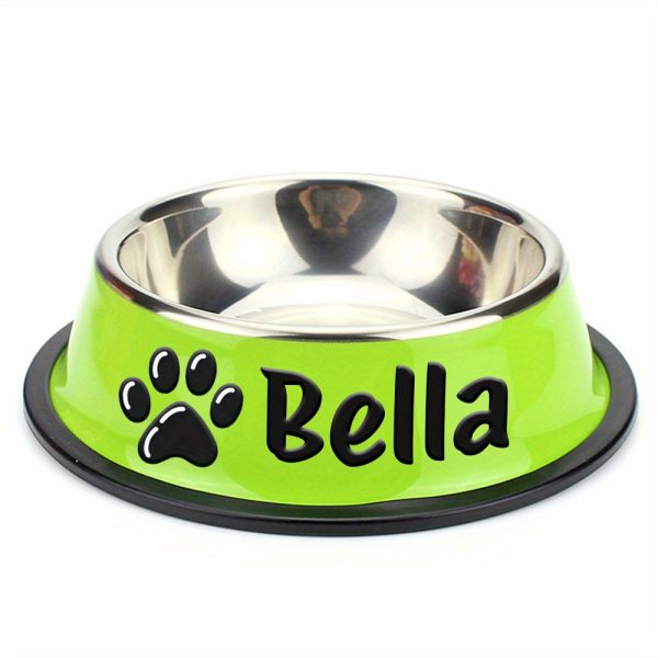 Personalized Anti-Slip Stainless Steel Pet Bowl with Custom Name - Non-Tip Dog & Cat Foodu002F Water Dish, Engraved Pet Bowl, Durable Feeder for Puppy, Kitten - Ideal Gift for Pet Lovers