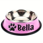 Personalized Anti-Slip Stainless Steel Pet Bowl with Custom Name - Non-Tip Dog & Cat Foodu002F Water Dish, Engraved Pet Bowl, Durable Feeder for Puppy, Kitten - Ideal Gift for Pet Lovers