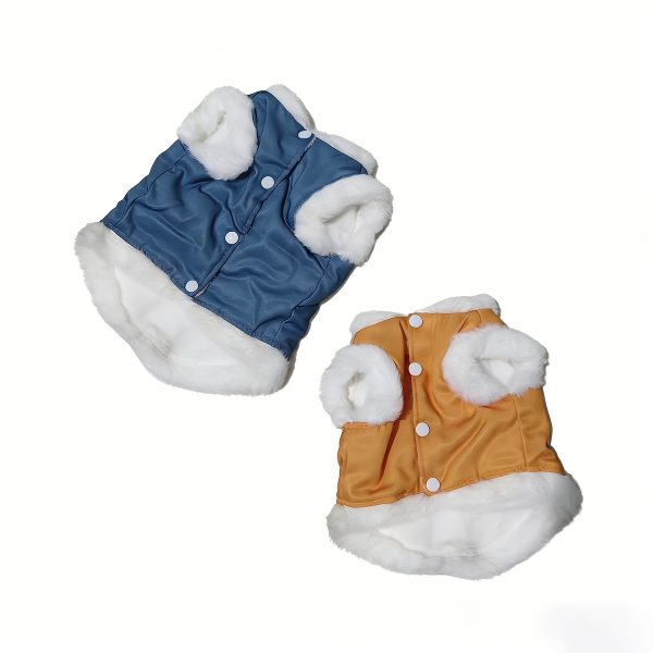 Spring And Autumn Pet Clothing with a Leash Ring, Yellow And Blue Pet Coat, Warm And Comfortable Vest for Cats And Small Dogs, Cat Jumpsuit That Keeps Pets Warm Without Restricting Their Movement, Available in Multiple Colors And Sizes