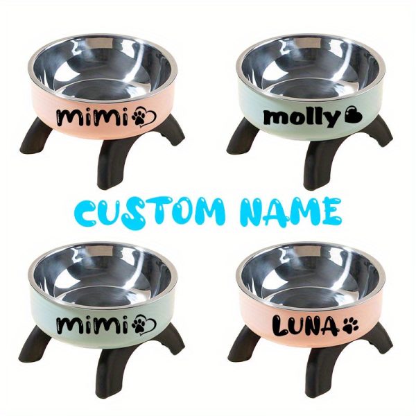 Personalized Pet Bowl with Custom Name, Non-Slip And Spill-Proof Stainless Steel Interior, Easy to Clean, Suitable for Dogs And Cats, in Pink And Mint Green, a Great Gift for Pet Lovers