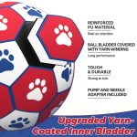 Interactive Training Ball Toy for Pet Dogs with a Strap, Featuring a Red, White, And Blue Paw Print Soccer Design, Includes a Pump for Medium And Small Dogs, Without Battery