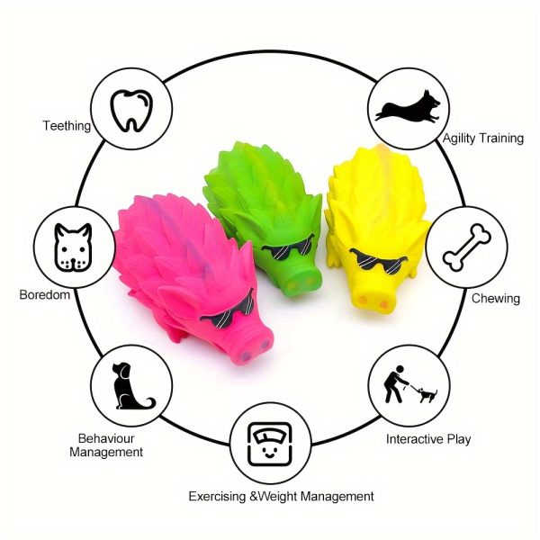 One Large Hedgehog-Shaped Latex Chew Toy for Dogs, Featuring a Squeaker And Designed for Medium to Large Breeds to Help with Teeth Grinding, Without Battery