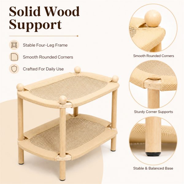 Double Layer Cat Scratcher Lounge with Cardboard Scratch Pad – Wood Frame Cat Couch for Indoor Cats, Natural Scratcher Bed for Sleeping and Play, Furniture Protector – Multi-Cat Home