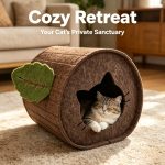 1pc Stump-Shaped Cat Bed, Three-Dimensional Semi-Enclosed Hideout House, Wear-Resistant, Scratch-Resistant, and Durable, Non-Stick Hair, Easy to Clean, Multi-Functional and Foldable, Easy to Store, Indoor Cat Resting Pet Supply