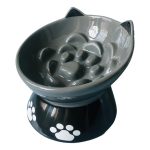 1pc Raised Slow Feeder, 6 inch Handmade Ceramic Elevated Food Bowl Tilted Design for Dog and Cat for Dry and Wet Food