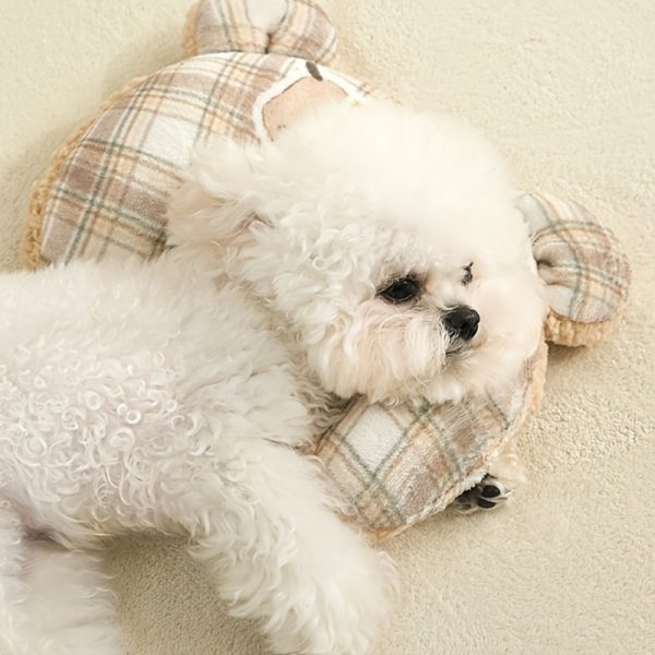 Vintage Plaid Pet Blanket And U-Shaped Pillow Combination, Cute U-Shaped Bear Ear Pillow, Blanket Soft And Comfortable Double-Sided Use, Can Be Covered And Cushioned