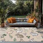 Rabbit-Patterned Pet Mat, Non-Slip, Quick-Drying, Washable for Dog Crates & Dog Beds | Washable Non-Slip Pet Feeding Mat, Kitchen Mat, Yoga Mat, Non-Slip Bathroom Mat, Absorbent Washable Polyester, Suitable for Living Room Entrances, Camping