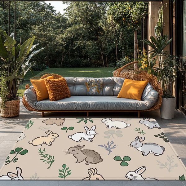 Rabbit-Patterned Pet Mat, Non-Slip, Quick-Drying, Washable for Dog Crates & Dog Beds | Washable Non-Slip Pet Feeding Mat, Kitchen Mat, Yoga Mat, Non-Slip Bathroom Mat, Absorbent Washable Polyester, Suitable for Living Room Entrances, Camping