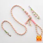 1pc Me and My Pet Handmade Woven Rope Dog Leash & Phone Lanyard - 1.4m Durable Polyester, Floral Pattern, 4ft for Smallu002FMedium Dogs, Christmas Gift (No Battery Needed)