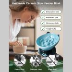 1pc Raised Slow Feeder, 6 inch Handmade Ceramic Elevated Food Bowl Tilted Design for Dog and Cat for Dry and Wet Food