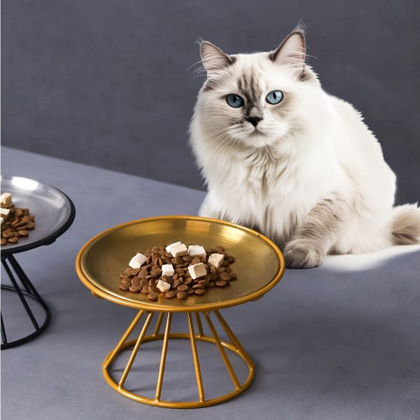 Anti-Flipping Cat Food Bowl Nordic Cat Bowl Pet Bowl Tall Iron Stand Stainless Steel Cat Food Bowl Snack Can Plate Anti-Cervical Spondylosis