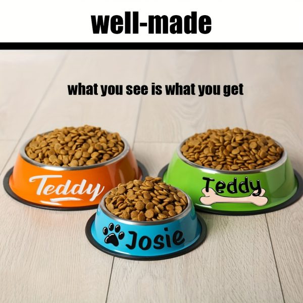 Personalized Anti-Slip Stainless Steel Pet Bowl with Custom Name - Non-Tip Dog & Cat Foodu002F Water Dish, Engraved Pet Bowl, Durable Feeder for Puppy, Kitten - Ideal Gift for Pet Lovers