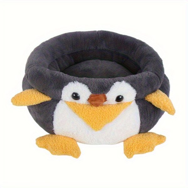 1pc Cozy Penguin Cat Bed - Soft Polyester Sleeping Pad for All Seasons, Warmth, Deep Sleeping, White with Black Accents, Perfect for Indoor Cats, Cozy Cat Bed | Playful Design | Soft Polyester Bed
