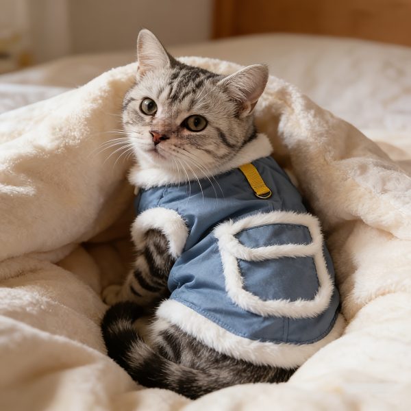 Spring And Autumn Pet Clothing with a Leash Ring, Yellow And Blue Pet Coat, Warm And Comfortable Vest for Cats And Small Dogs, Cat Jumpsuit That Keeps Pets Warm Without Restricting Their Movement, Available in Multiple Colors And Sizes