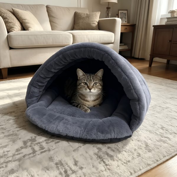 New Plush Gray Cat Bed, Suitable for All Seasons, Small Dog House, Comfortable and Soft Material
