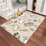 Rabbit-Patterned Pet Mat, Non-Slip, Quick-Drying, Washable for Dog Crates & Dog Beds | Washable Non-Slip Pet Feeding Mat, Kitchen Mat, Yoga Mat, Non-Slip Bathroom Mat, Absorbent Washable Polyester, Suitable for Living Room Entrances, Camping