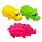 One Large Hedgehog-Shaped Latex Chew Toy for Dogs, Featuring a Squeaker And Designed for Medium to Large Breeds to Help with Teeth Grinding, Without Battery