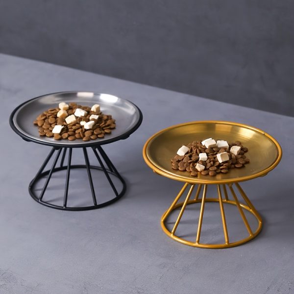 Anti-Flipping Cat Food Bowl Nordic Cat Bowl Pet Bowl Tall Iron Stand Stainless Steel Cat Food Bowl Snack Can Plate Anti-Cervical Spondylosis
