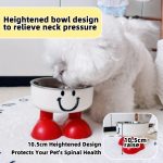A Pet Bowl, Red and White Joyful Face Bowl, Stylish High-legged Design to Protect the Cervical Spine, Stainless Steel Bowl, Anti-tip Cat Food Bowl, Dog Bowl