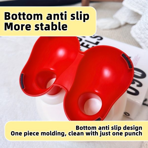 A Pet Bowl, Red and White Joyful Face Bowl, Stylish High-legged Design to Protect the Cervical Spine, Stainless Steel Bowl, Anti-tip Cat Food Bowl, Dog Bowl